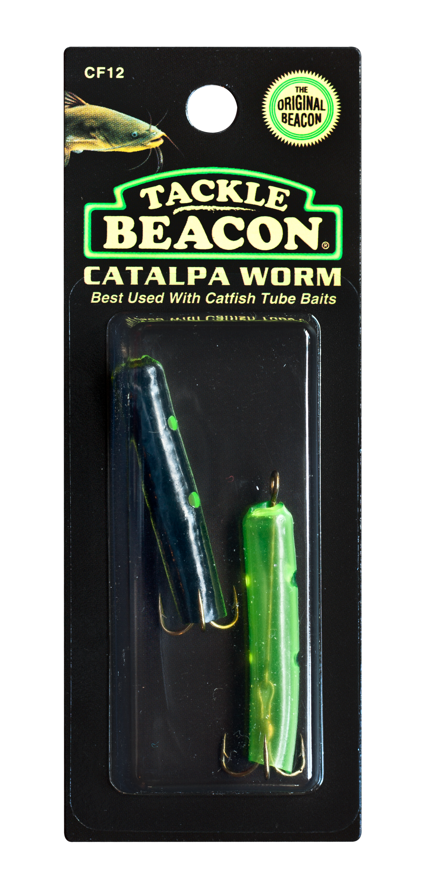 Rod-N-Bobbs® Tackle Beacon® Catfish Black & Chartreuse Worm Treble Hook (2 Pack) - #8 Hook Size