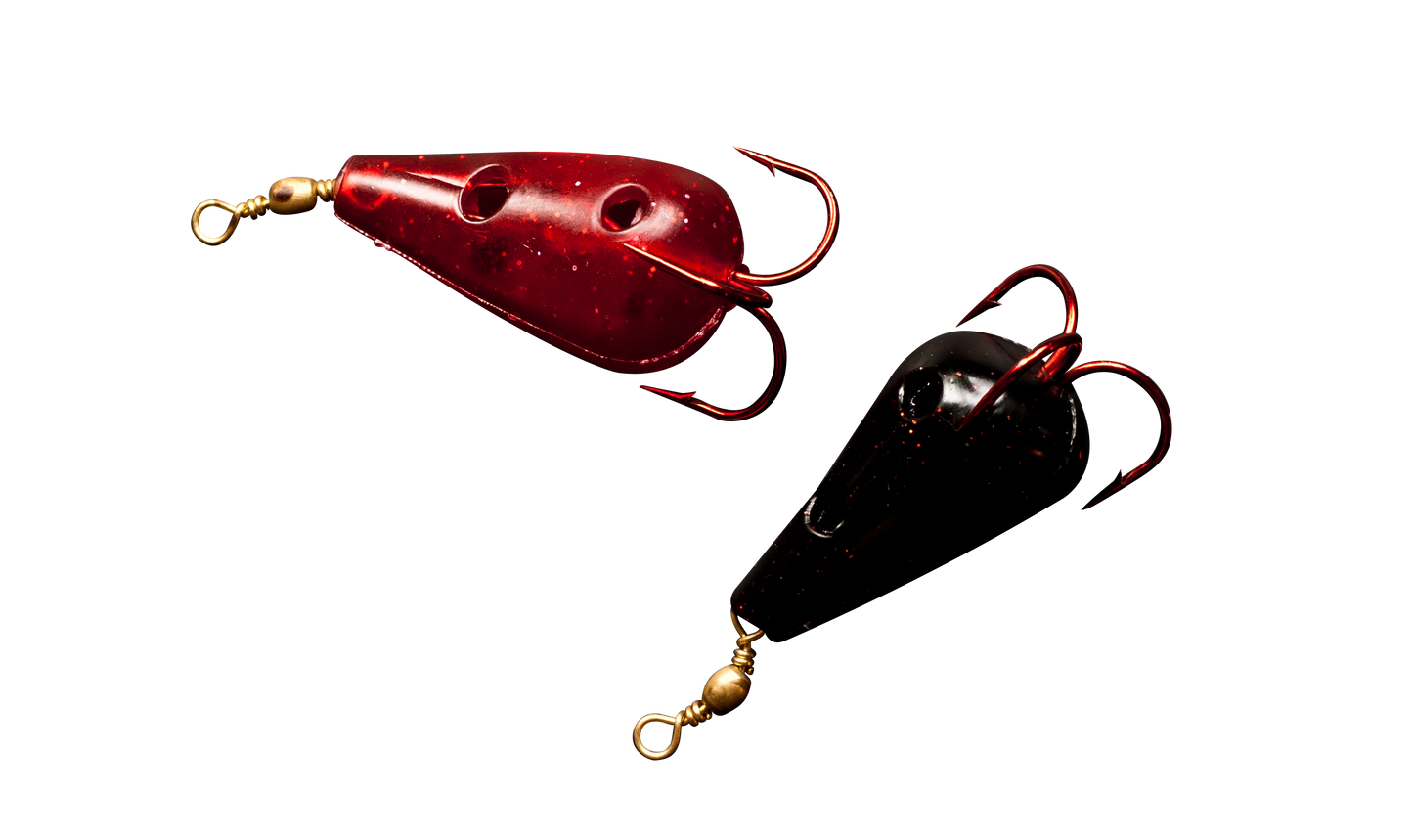 Rod-N-Bobbs® Tackle Beacon® Catfish Black & Red Teardrop Lure Treble Hook (2 Pack) - #4 Hook Size