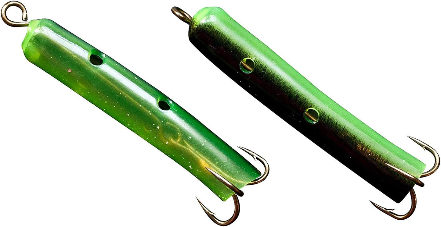Rod-N-Bobbs® Tackle Beacon® Catfish Black & Chartreuse Worm Treble Hook (2 Pack) - #8 Hook Size