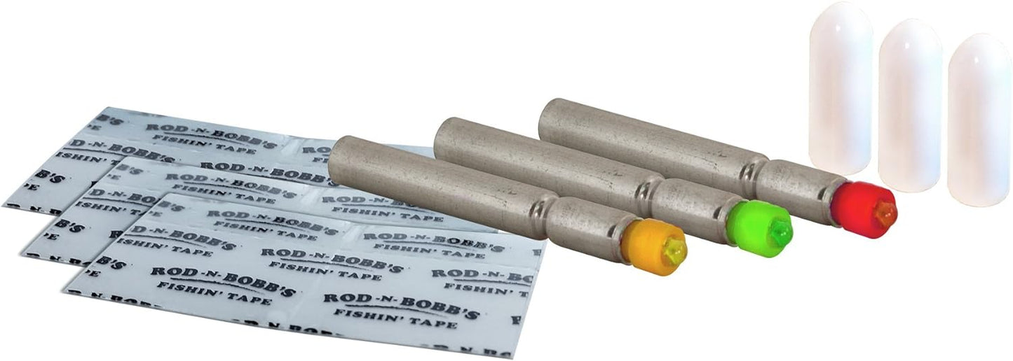 Lucky Jack battery lights - 3 pack of Green, Yellow, and Red bobber fishing lights.