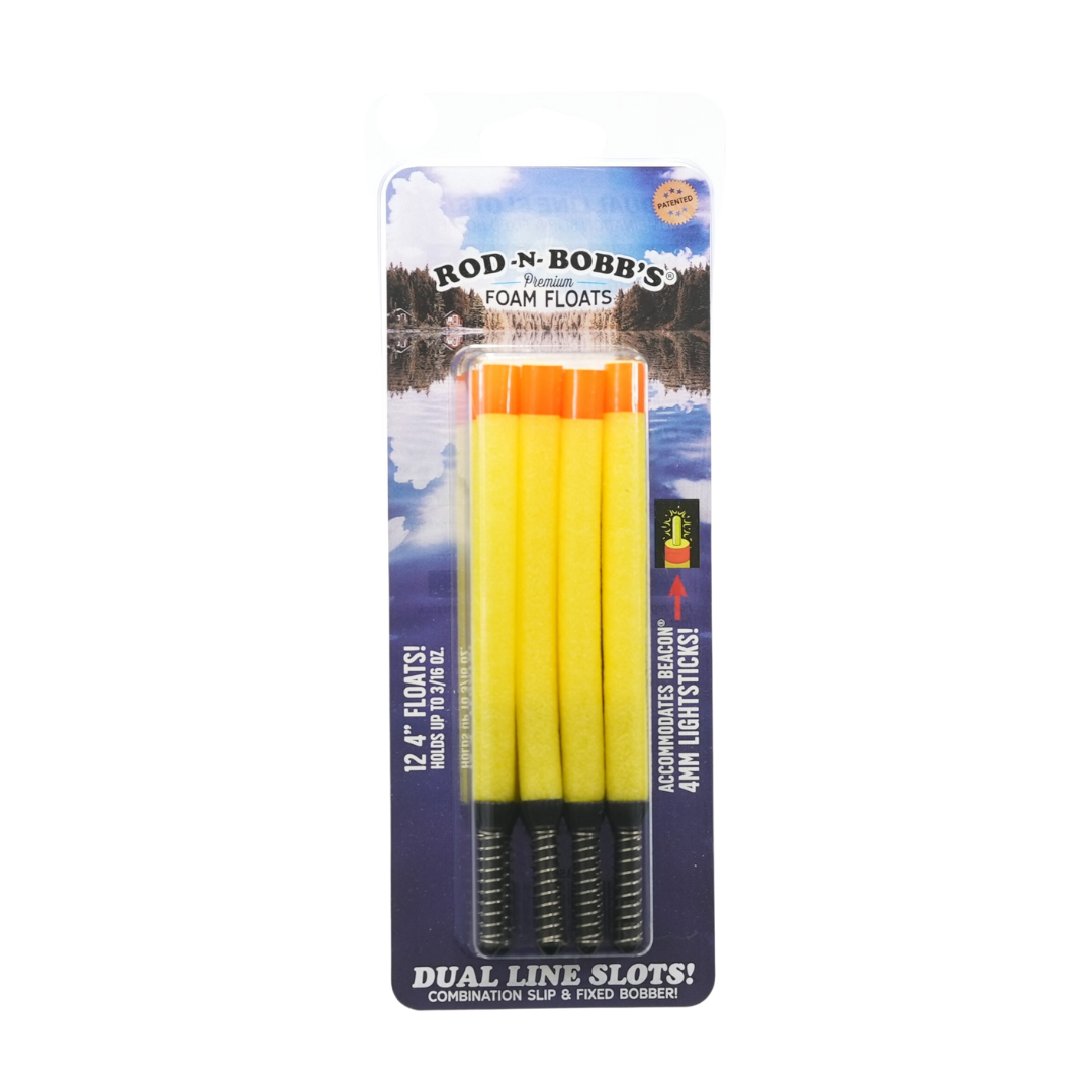 Rod-N-Bobb's Premium Foam Floats - Yellow 3”, 4” or 5" - 4-Pack and 12-Pack
