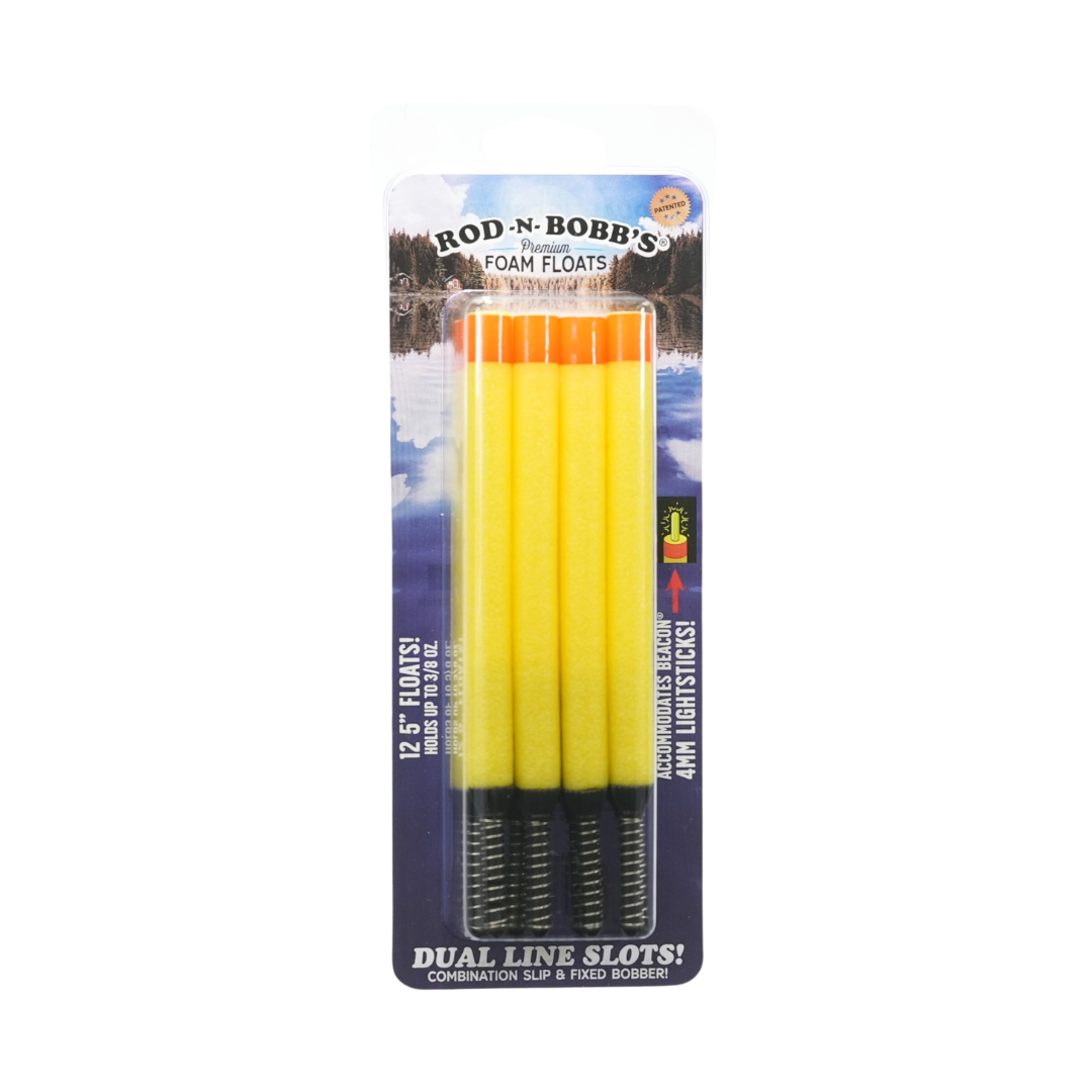 Rod-N-Bobb's Premium Foam Floats - Yellow 3”, 4” or 5" - 4-Pack and 12-Pack