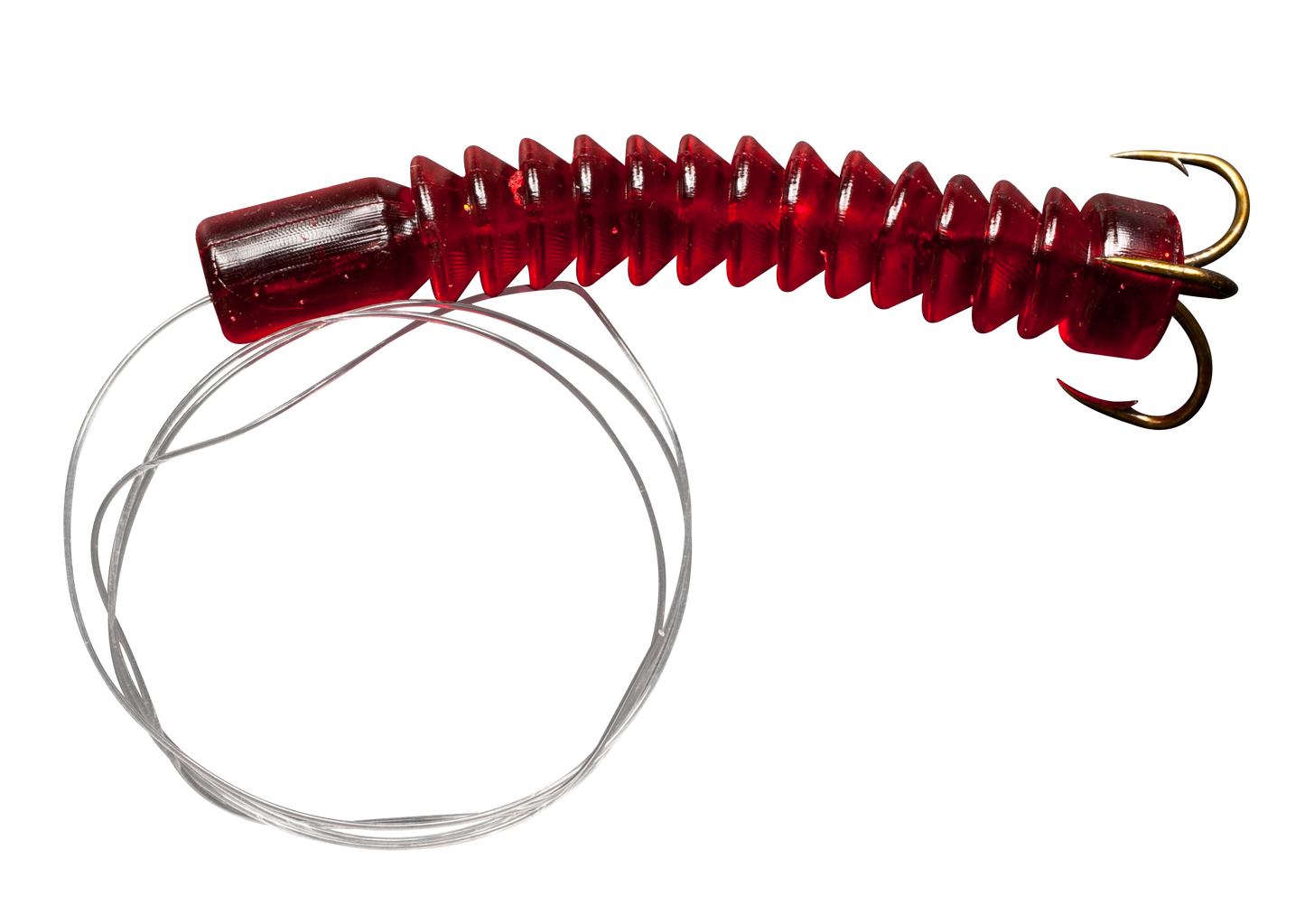 Rod-N-Bobbs® Tackle Beacon® Catfish Red Dip Bait Worm Treble Hook (3 Pack) - #6 Hook Size