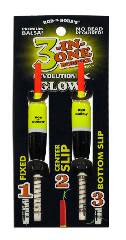 RevolutionX 3-In-One Glow Fishing Bobbers (2-Pack) | Night Fishing Float System