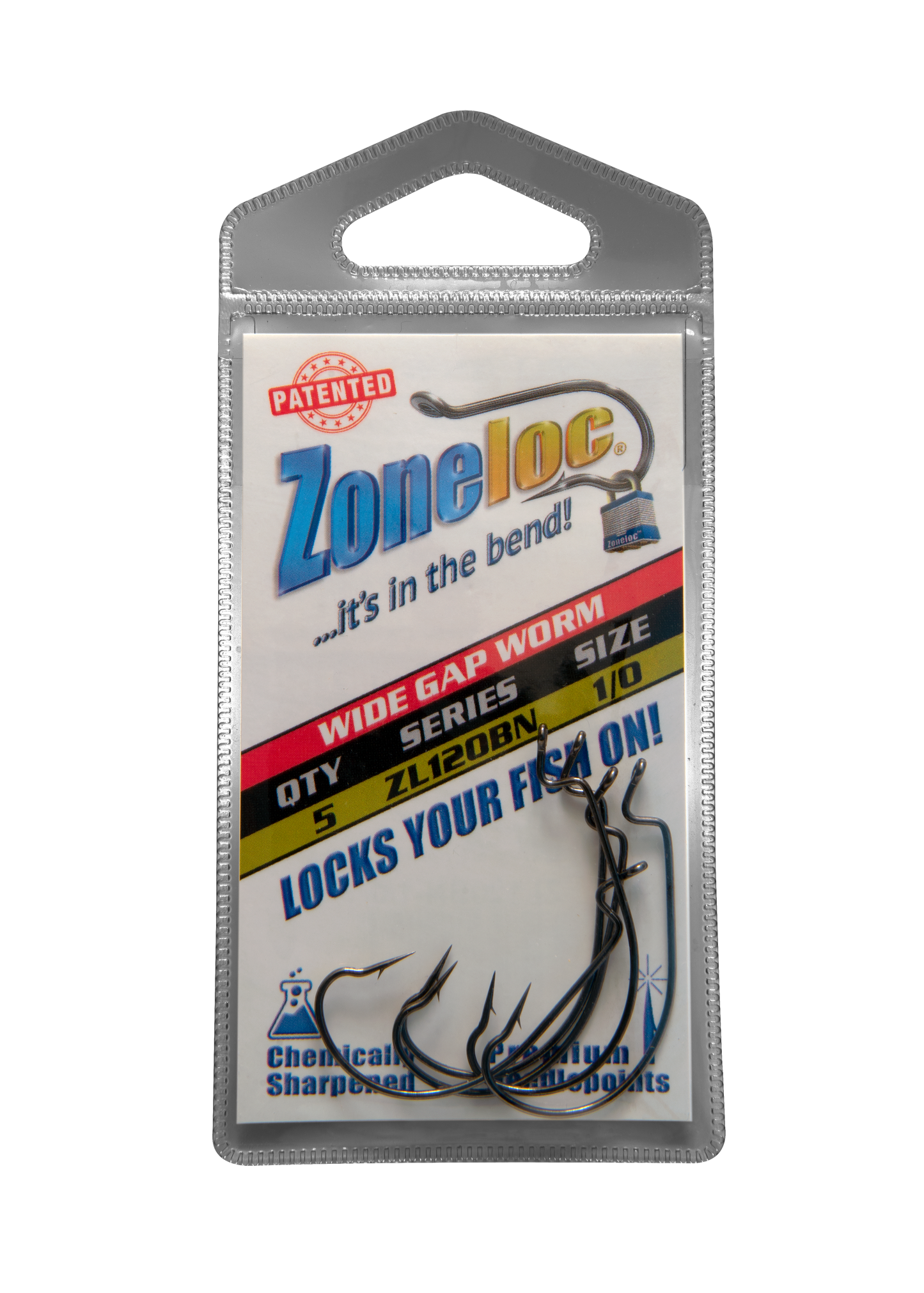 Rod-N-Bobbs® Zoneloc® Wide Gap Worm Hook (5 Pack)