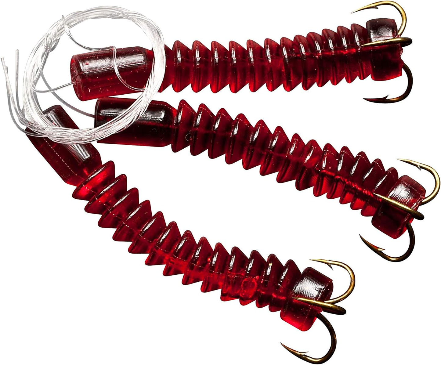 Rod-N-Bobbs® Tackle Beacon® Catfish Red Dip Bait Worm Treble Hook (3 Pack) - #6 Hook Size
