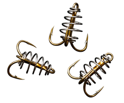 Catfish Spring Dough Bait Treble Hooks - pack of 3 #4 hooks.