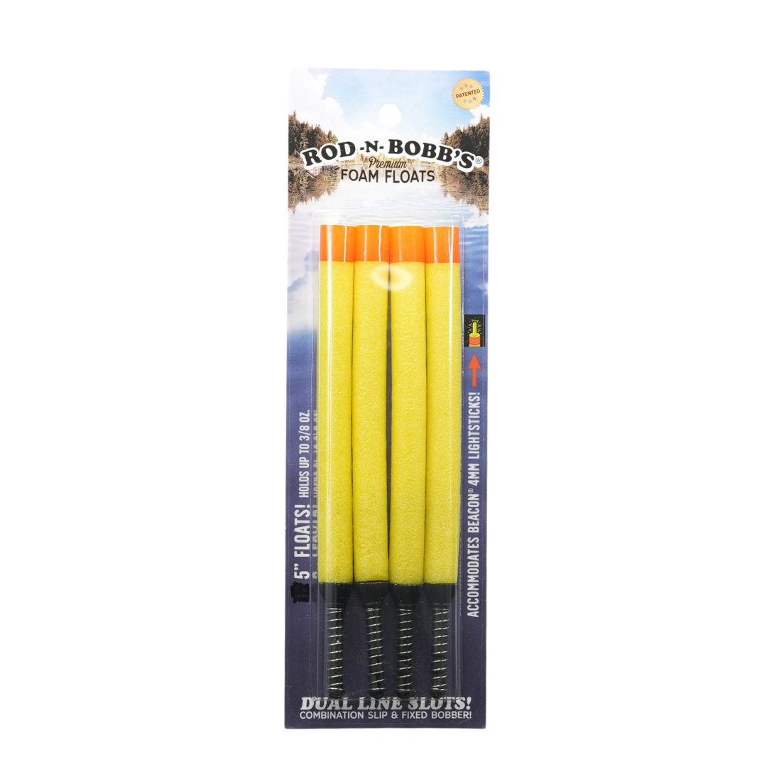 Rod-N-Bobb's Premium Foam Floats - Yellow 3”, 4” or 5" - 4-Pack and 12-Pack