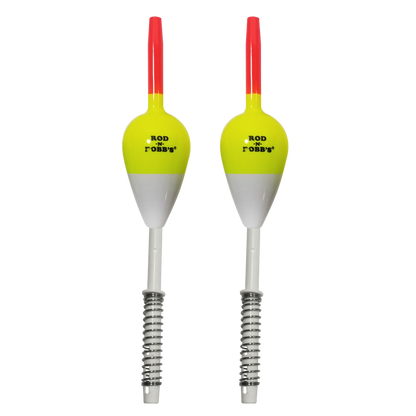 7/8 inch oval fishing bobbers that works for fixed float, bottom slip, or center slip rigging. 2 Pack