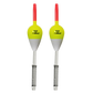 7/8 inch oval fishing bobbers that works for fixed float, bottom slip, or center slip rigging. 2 Pack